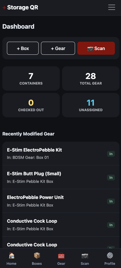 Gear Storage Screenshot